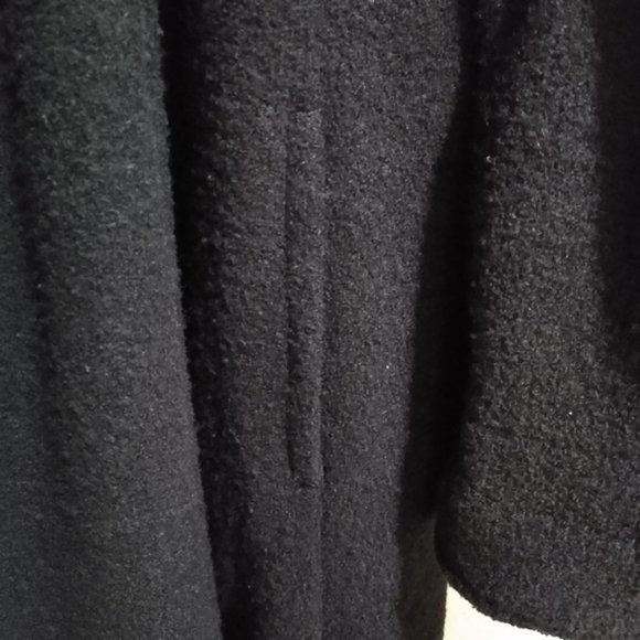 Eileen Fisher Long Black Wool Coat - Picture 6 of 8